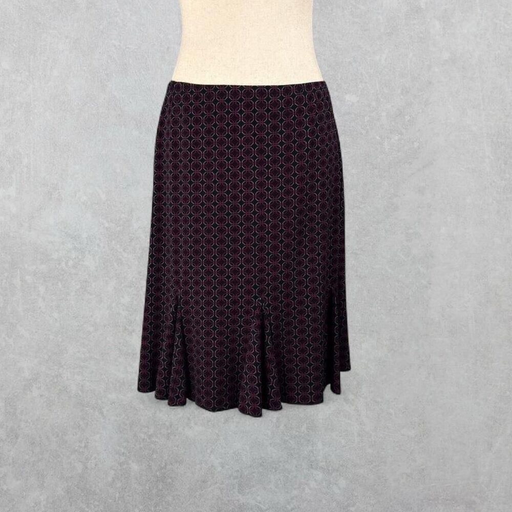 Vintage 90s Briggs New York Purple Geometric Print Knee Length Skirt